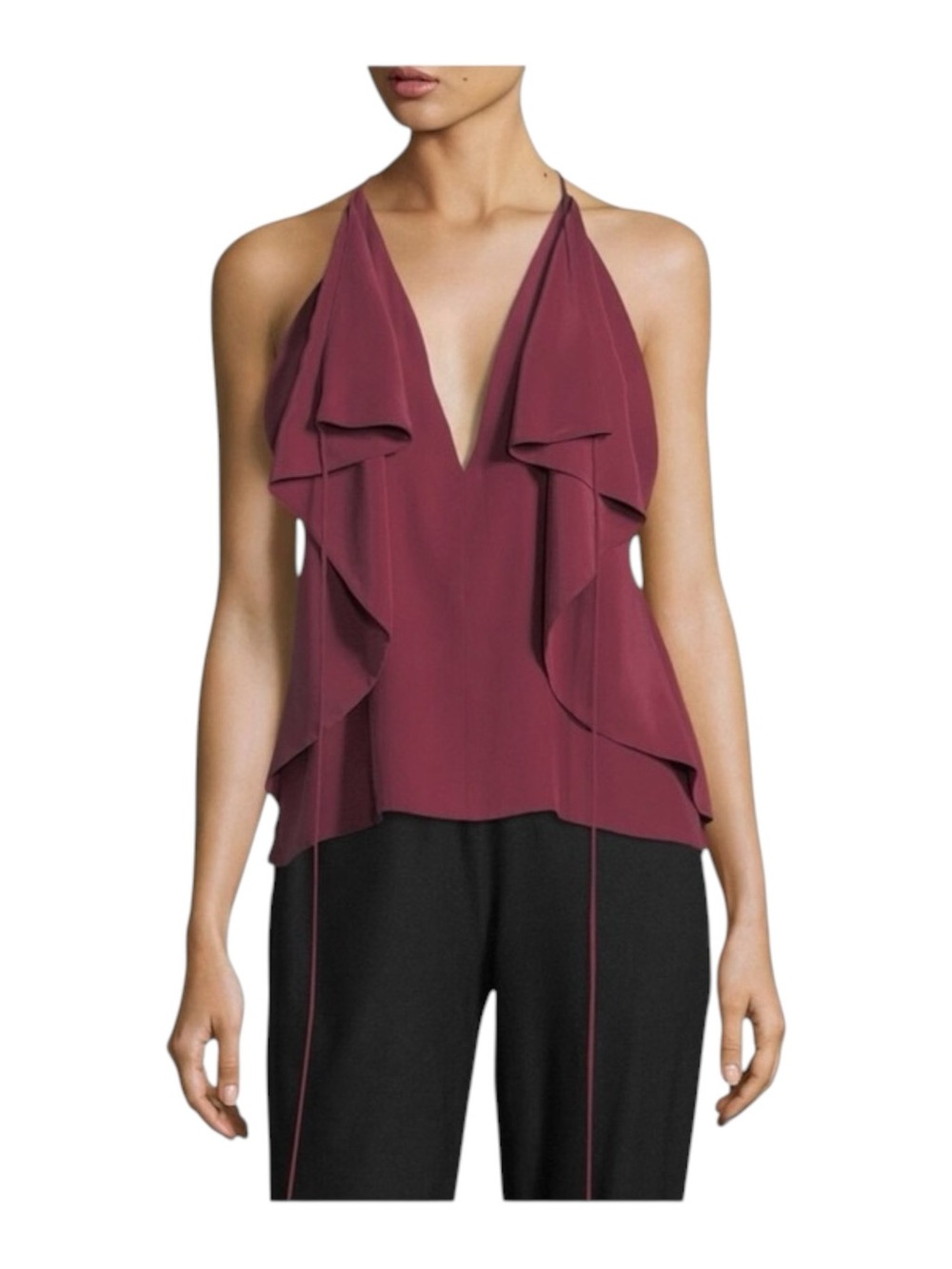 new Robert Rodriguez ★ Draped Overlay Strappy Silk Cami Cocktail Top ★ Wine 12 ★ - Picture 12 of 16